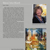 A magazine page features a smiling woman’s portrait, text about Eileen Cotter Howell, and a vibrant abstract painting—highlighting Northwest artists from "100 Artists of the Northwest" by Schiffer Publishing, Ltd.—at the bottom.