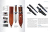 Two pages from "The Puukko" by Schiffer Publishing, Ltd., showcasing images and descriptions of Finnish knives, including the traditional puukko, with detailed photos and info on models, history, and makers like Anssi Ruusuvuori.