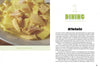 A plate of Pennsylvania Dutch chicken pot pie with wide noodles and chicken in yellow sauce sits on a green surface. On the right, Schiffer Publishing's "Lancaster County Bucket List" highlights authentic Amish buffet dining experiences.