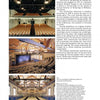 A magazine page displays three photos from "Hoboken" by Schiffer Publishing, Ltd.: restored auditorium seats (top), balcony view (middle), and stage lighting with exposed beams (bottom). Text appears on the right.