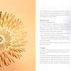 A Papercutting art piece shaped like a sunflower by Schiffer Publishing, Ltd. appears on the left, while step-by-step kirigami instructions with varied text sizes and a small sunflower icon are shown on the right against a light background.