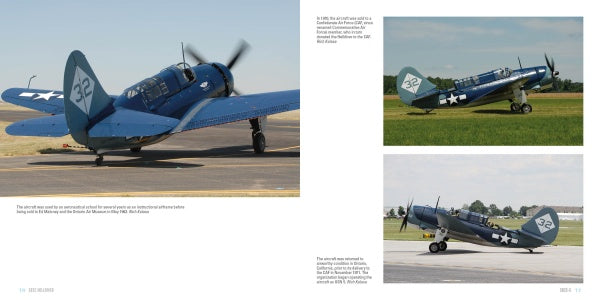 The SB2C Helldiver, by Schiffer Publishing, Ltd., is shown from several angles on a runway or grassy airfield with clear skies, as featured in the Legends of Warfare series.