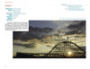 A wooden roller coaster is silhouetted against a dramatic sunset, with profiles and stats about the Cyclone shown on the left. Featured in "American Coasters" by Schiffer Publishing, Ltd.
