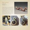 Robin Wood's CORES Recycled by Schiffer Publishing, Ltd. is a wavy, snake-shaped wooden sculpture made from recycled wood art, painted in red, white, and brown stripes, shown with in-progress photos, artist statement, and artwork details.