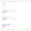 Table of contents for "Brazilian Bracelets: Making Friendship Bracelets & More" by Schiffer Publishing, Ltd., featuring tips, techniques, braids, patterns, and customizable pages—all with a colorful polka dot border.