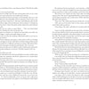Two pages from "A Promise Stitched in Time" by Schiffer Publishing, Ltd., show dense black English text on white pages. The prose explores Holocaust history with dialogue and descriptions. No images or illustrations appear.