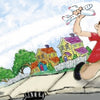 A boy in a red shirt runs joyfully on the sidewalk, holding a toy airplane and dreaming of adventure. Colorful houses and a picket fence line the background. "My Father Flies" by Schiffer Publishing, Ltd. appears in the upper left corner.