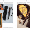 Two pages in "SOG Knives and More from America's War in Southeast Asia" (Schiffer Publishing, Ltd.) showcase Vietnam War military knives with black sheaths, a patch, a lighter, a "CCN Special Forces" hat, medals, and a badge.
