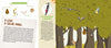 An illustrated spread from The Forest by Schiffer Publishing, Ltd. features birds, bees, and woodland animals. The left page covers leaves and solar panels; the right shows trees, a fox, nests, and includes a giant fold-out poster to explore!.