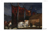 A nighttime circus scene evokes iconic moments from California art history by women artists, as explored in "Emerging from the Shadows, Vol. I" by Schiffer Publishing, Ltd.