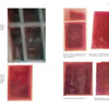 A book spread from Schiffer Publishing's "Breakthrough Ghost Photography of Haunted Historic Colonial Williamsburg, Virginia Part II" shows blurry red-tinted ghostly faces on white pages, minimal text, and evokes an eerie, unsettling atmosphere.