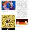 A magazine page features Lisa Montag Brotman from "100 Artists of Washington, D.C." by Schiffer Publishing, Ltd.—including her website, photo, expressive women artwork, and a bio describing her style, influences, and DC art scene impact.