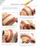 The instructional page from "Painting Gourds with the Fairy Gourdmother®" by Schiffer Publishing, Ltd. shows hands painting pottery with geometric patterns, using step-by-step images to detail bands with lines and shapes using brushes and colors.