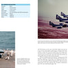 A spread from The Blue Angels by Schiffer Publishing, Ltd. features a black Grumman F9F-5 Panther jet on an aircraft carrier and four Panthers in formation, detailing the Blue Angels’ history and aircraft specifications.