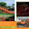 Coasting Around the UK by Schiffer Publishing, Ltd. features Nickelodeon Streak, an orange roller coaster in the UK, with bright green cars on its wooden track and images of the ride at night and a Nickelodeon-themed indoor attraction.
