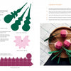 Craft paper radishes with "Paper Joy for Every Room" by Schiffer Publishing, Ltd. Left page: step-by-step diagrams for leaves and roots. Right page: finished radishes as home decor in a wooden bowl on checkered cloth.