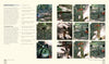 A two-page spread in "Wilderness Axe Skills and Campcraft" by Schiffer Publishing, Ltd. features text and a step-by-step photo guide to making an adjustable pot hanger outdoors with sticks, rope, and a kettle over a campfire.