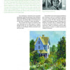 A magazine page from Schiffer Publishing's "100 Plein Air Painters of the Mid-Atlantic" spotlights Tara Funk Grim with her portrait and a landscape painting of a blue house, plus text about her work and background in American art.