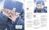 Close-up of a child outdoors in winter wearing a handmade blue knit headband and scarf, as snow falls. Text reveals "Knitting for Little Sweethearts" by Schiffer Publishing, Ltd., featuring nature-inspired patterns and instructions.