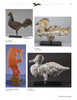 A page from Step Right Up! by Schiffer Publishing, Ltd. features four metal shooting gallery targets—rooster, two ducks, and Indian with tomahawk—each on stands, photographed against neutral backgrounds in classic arcade shapes.