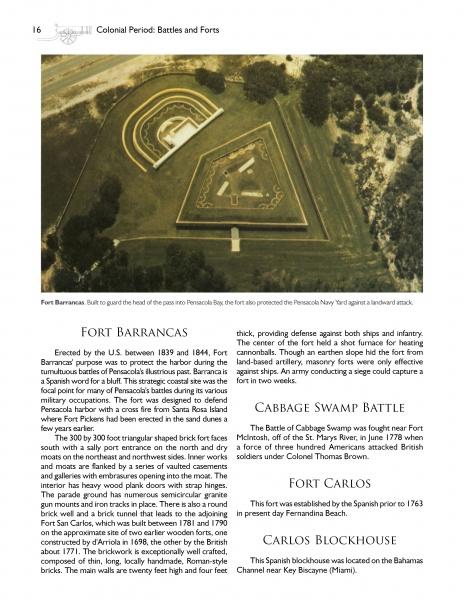Aerial view of Fort Barrancas, a star-shaped historic fort, as featured in "Florida At War" by Schiffer Publishing, Ltd., showcasing grassy earthworks, paths, and a layout reflecting its rich military history.