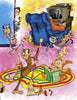 Five playful monkeys engage in fun activities in a colorful living room—just like a scene from a children’s book. Monkey of the Month by Schiffer Publishing, Ltd. is the perfect inspiration for an unforgettable birthday gift!.
