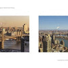 Vista Manhattan by Schiffer Publishing, Ltd. features two aerial New York City views: one with the Brooklyn and Manhattan Bridges over the East River, and the other showcasing city buildings and Manhattan residences beneath a clear sky.