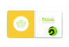 In Schiffer Publishing, Ltd.'s "Think Zoo Animals" board book, one page features a yellow side with the clue, “I have a long tail and like to swing from trees,” while the other side shows part of a green animal’s head for a fun guessing game.