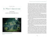A cemetery with gravestones stands on a grassy lawn, some shaded by trees. Beside the photo is a page from "Cincinnati Cemeteries" by Schiffer Publishing, Ltd., describing haunted history and Cincinnati ghost stories.