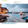 The book "International Award Winning Pools, Spas, & Water Environments II" by Schiffer Publishing, Ltd. features luxury pool designs, including fire-lit infinity pools overlooking lakes and elegant outdoor settings by award-winning designers.