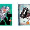 Animal Abecedary by Schiffer Publishing, Ltd. features vibrant alphabet collages—a fish, apples, and "N" on one side; an ostrich, origami crane, orange, and "O" on the other—ideal for animal alphabet book lovers or vintage engraving fans.