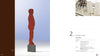 A red wooden human figure stands on a rectangular base against a blue backdrop, with Schiffer Publishing, Ltd.'s "New Woodturning Techniques and Projects" book showing tools and instructions for crafting similar figures on the right.