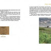 A two-page spread from *The Shaker Legacies* (Schiffer Publishing, Ltd.): left page shows a vintage photo of an indoor Shaker herb drying loft and a historic medicine label; right page features herbal medicine text and a color garden scene with mountains.