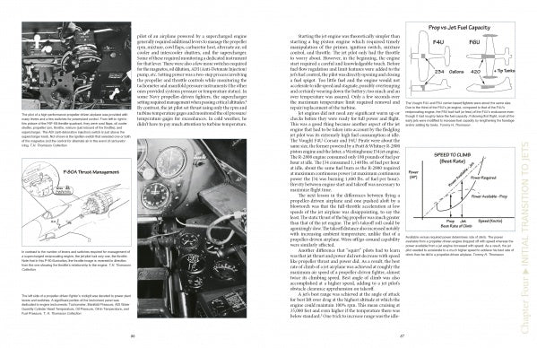 Training the Right Stuff" by Schiffer Publishing, Ltd. is a two-page book spread featuring black-and-white photos of military trainer cockpits, T-33 performance diagrams, and detailed text on aircraft control and jet engine management.