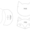 The "Little Delights in Leather" pattern by Schiffer Publishing, Ltd. features labeled templates for a fox change purse—back lining, front lining, main part, pocket lining, and fox head—perfect for sewing leather projects with clear fabric placement and assembly marks.