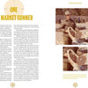 A two-page book spread of The Outlaw Gunner by Schiffer Publishing, Ltd. features text and two photos of a man outdoors with large animal horns, exploring the hunting history of market gunning around the Chesapeake Bay.