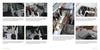 A book spread from Schiffer Publishing, Ltd.'s LVT(4) Amtrac features grid-arranged photos of the tank's interiors, equipment close-ups, and control panels from the Pacific campaign, set on a white background with informative captions.