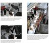 A book spread from Schiffer Publishing, Ltd.'s LVT(4) Amtrac features grid-arranged photos of the tank's interiors, equipment close-ups, and control panels from the Pacific campaign, set on a white background with informative captions.
