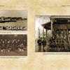 Two pages from "Fighting for Uncle Sam" by Schiffer Publishing, Ltd. feature sepia photos of Buffalo Soldiers, bands, and cavalry with captions about early 20th-century Trans-Mississippi West parade drills and musical performances.