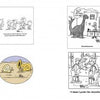 A two-page spread from "Mirth in the Morning...and All Laughternoon" by Schiffer Publishing, Ltd. features single-panel cartoons—black-and-white and color—with dinosaurs, witty banter, clever captions, and memorable humor.