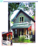 Featuring Victorian details, including decorative trim and Schiffer Publishing, Ltd.’s Painted Ladies: Balusters & Columns, this two-story home with shingle siding, yellow shutters, and red ornate woodwork recalls classic Oak Bluffs cottages.