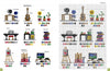 PixlPeople by Schiffer Publishing, Ltd. offers pixel art patterns of hobbies such as a computer, guitar, and plants, each with color codes and a grid chart—ideal for creating your own personalized PixlPeople cross-stitch pattern.