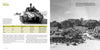 A black-and-white spread from Schiffer Publishing, Ltd.’s M18 Hell-Cat shows the tank destroyer on the left page with a World War II tank model table; right page features tanks in a forest camp with soldiers at work.