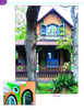 A two-story house with brown siding and colorful trim features intricate Victorian details, as seen in "Painted Ladies: Corbels & Gingerbread" by Schiffer Publishing, Ltd. An inset highlights a window's green trim.