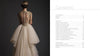 A woman in an ornate ivory gown with an open, beaded back—its pleating echoing high-fashion—stands facing away. Next to her is a table of contents for "Pleating" by Schiffer Publishing, Ltd., listing chapters from Introduction to Appendix.