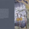A digital illustration from Schiffer Publishing, Ltd.’s OURstory Quilts shows a barren tree behind a NO ENTRY fence and the text "Our People Have Rights," echoing human rights themes; opposite page features decorative text on gray.