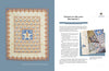 On the left is a tan, blue, and white star motif quilt. On the right, text about FDR appears beside an open book, "World War II Quilts, 2nd Edition" by Schiffer Publishing, Ltd., displaying patterns and fabric swatches linked to American quilt history.