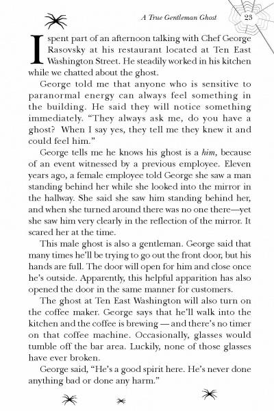 On page 23 of Schiffer Publishing’s "Spirits of Georgia's Southern Crescent," a chef shares comforting Georgia ghost stories, including a friendly spirit encountered in an East Washington Street restaurant.