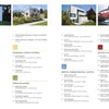 The contents page of "Contemporary Home Design" by Schiffer Publishing, Ltd. displays small modern home images above, with section titles and page numbers below, organized into various architectural themes and categories for single-family homes.