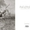 Two nude dancers strike an acrobatic pose before a scenic, painted backdrop in this black-and-white artwork titled “Peak of Perfection” by Schiffer Publishing, Ltd.